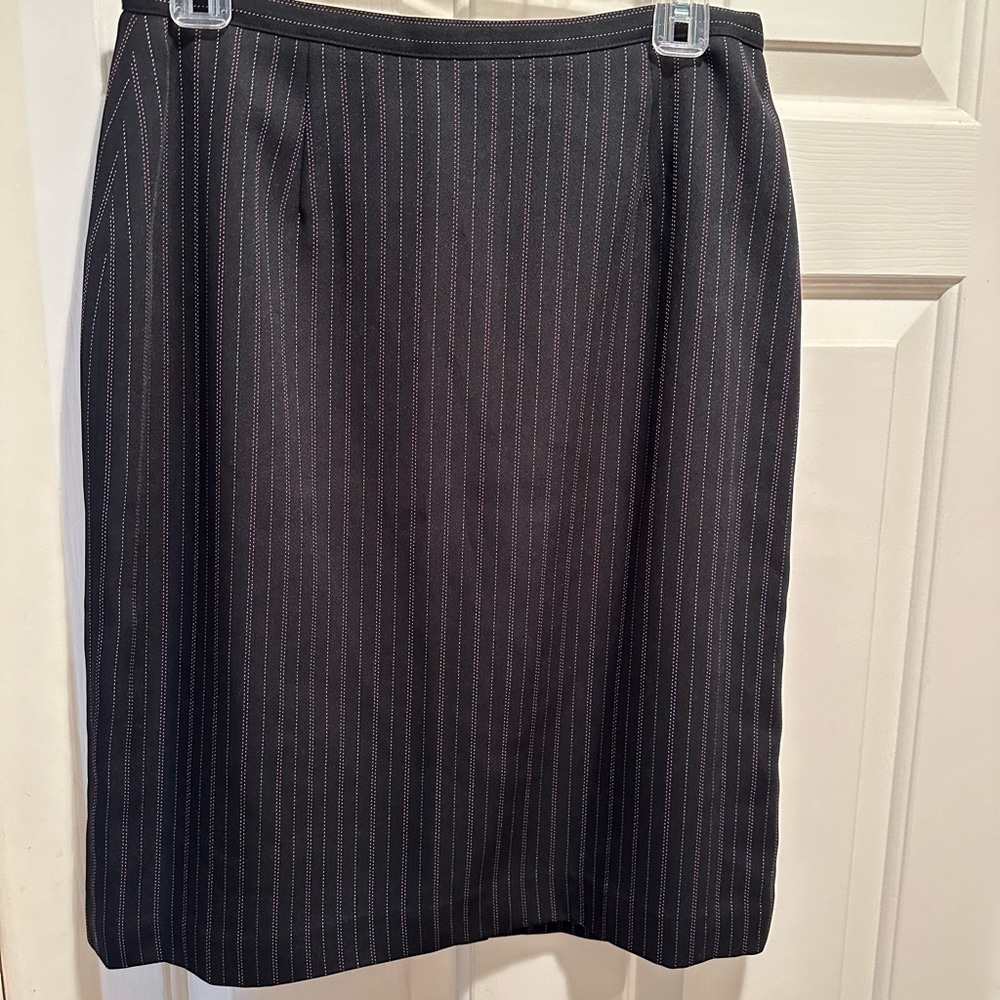 Sag Harbor Suit Pin-strip Black with white and purple stripes.